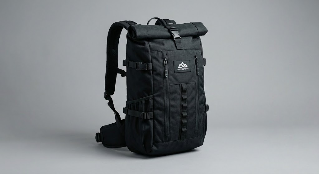 Canvas travel bag with large woven brand label