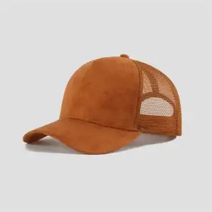 Suede Mesh 5 Panel Trucker Hat
