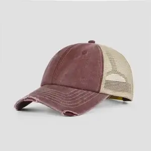 Vintage Cotton Sand Unstructured Mesh Trucker Hat