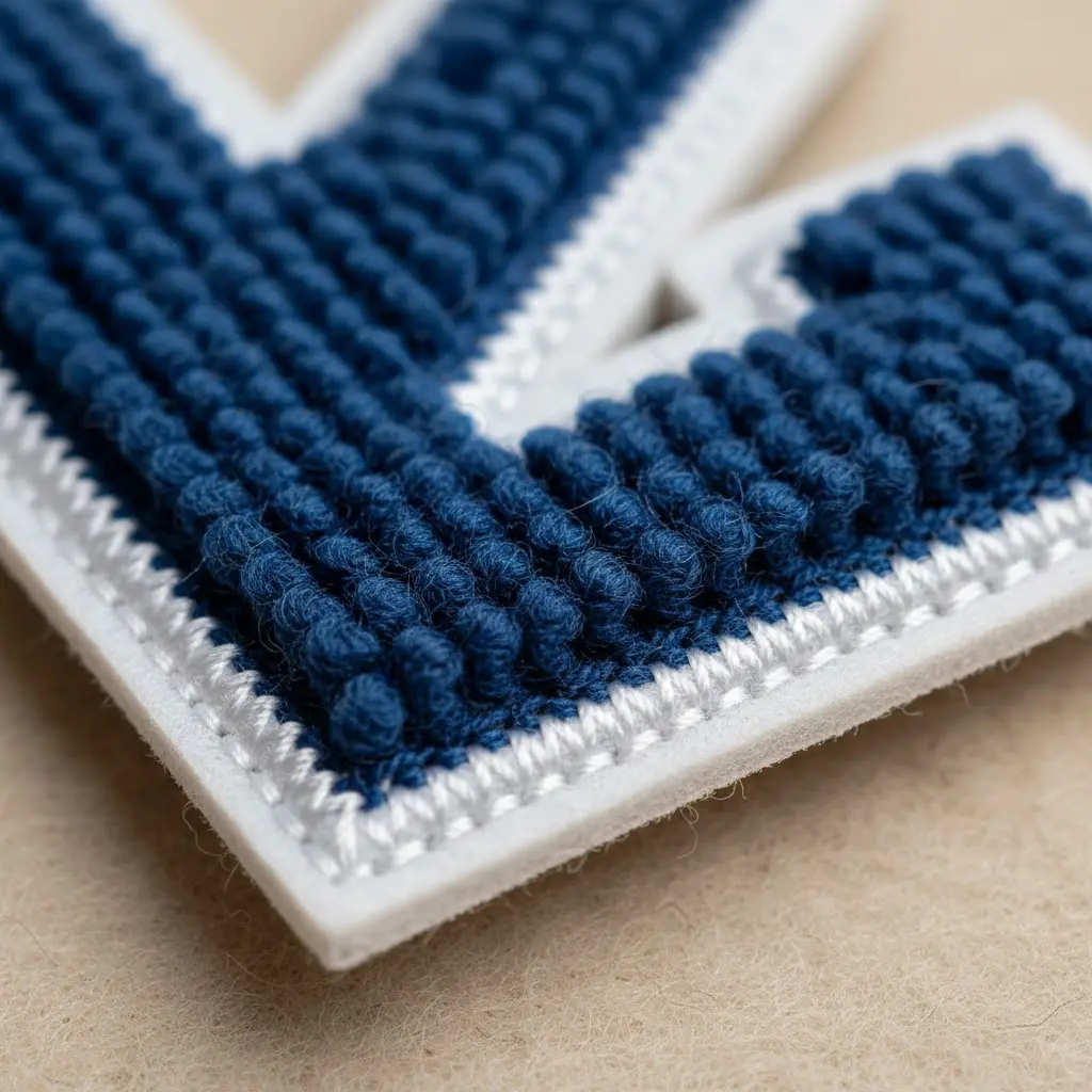 Close-up detail of chenille after washing