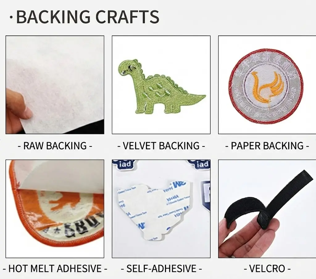 Chenille patch backing options