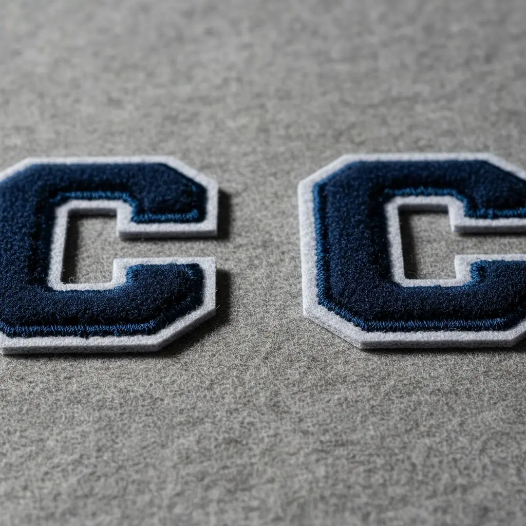 Chenille patch with lock-stitched border