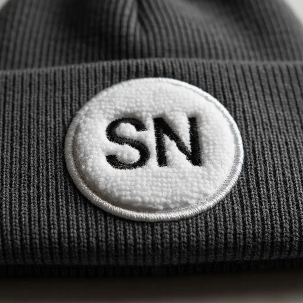 Chenille patch on baseball cap
