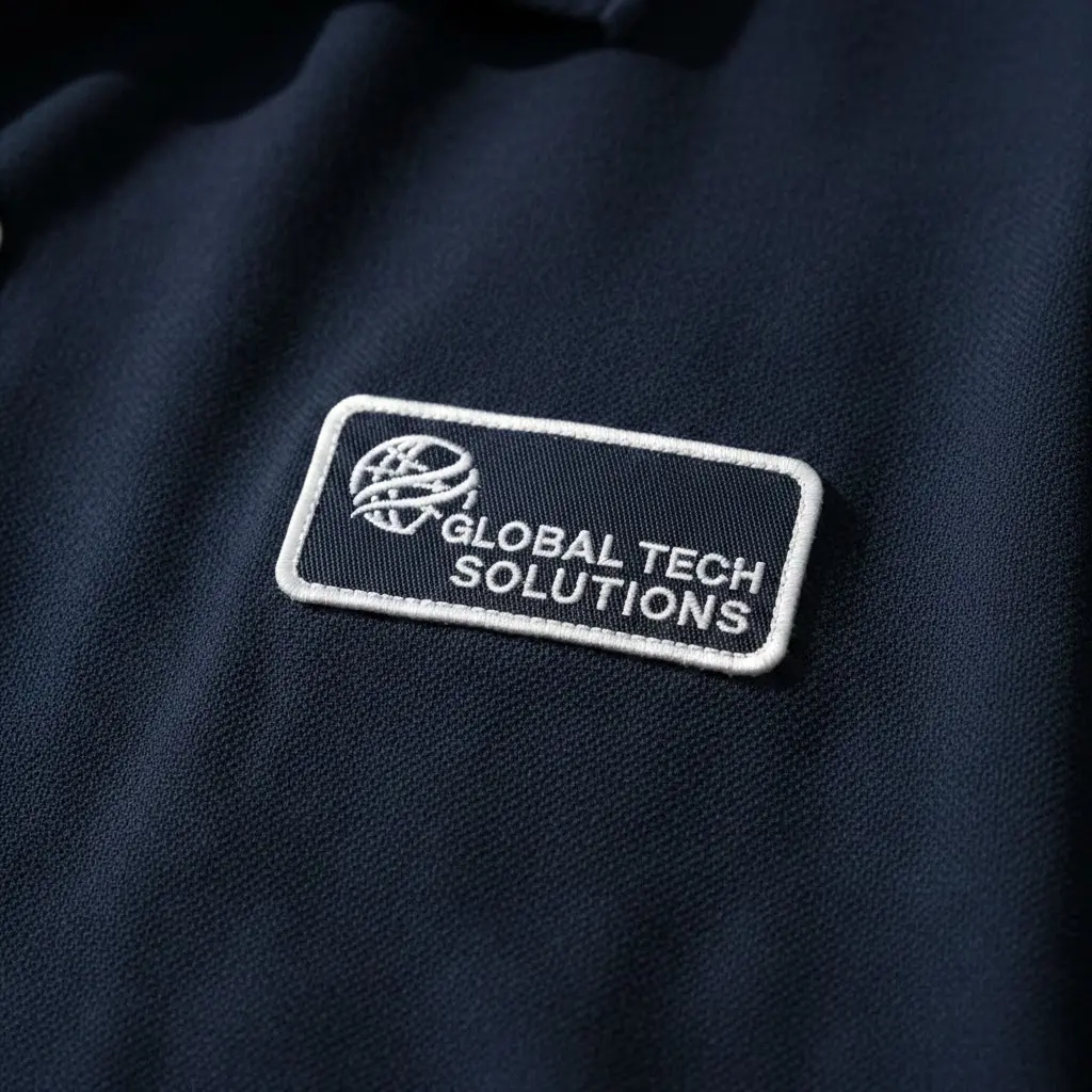 Corporate uniform with woven patch badge