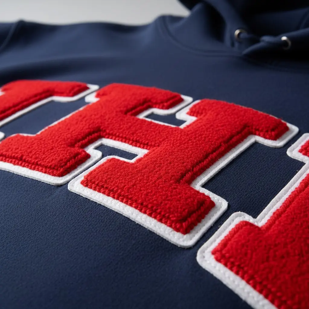 New chenille patch before washing