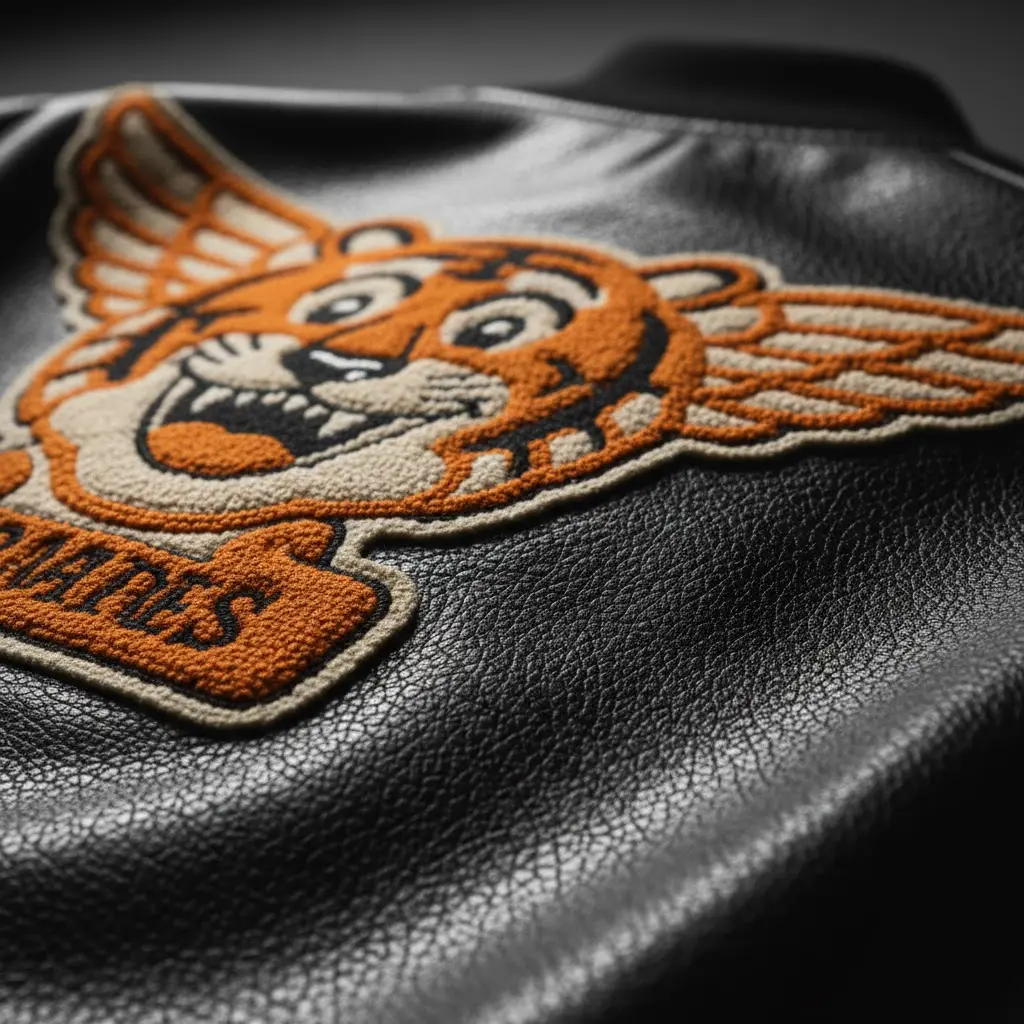 Chenille badge on promotional apparel