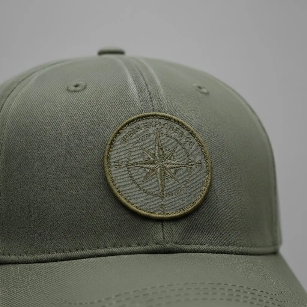 Premium cap with centered woven patch logo