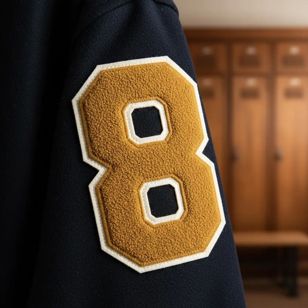 Vintage sports brand chenille number patch