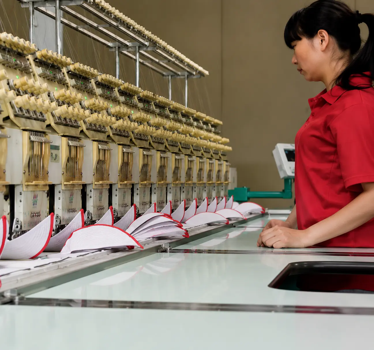 Hat quality inspection at our factory in Yangzhou, China