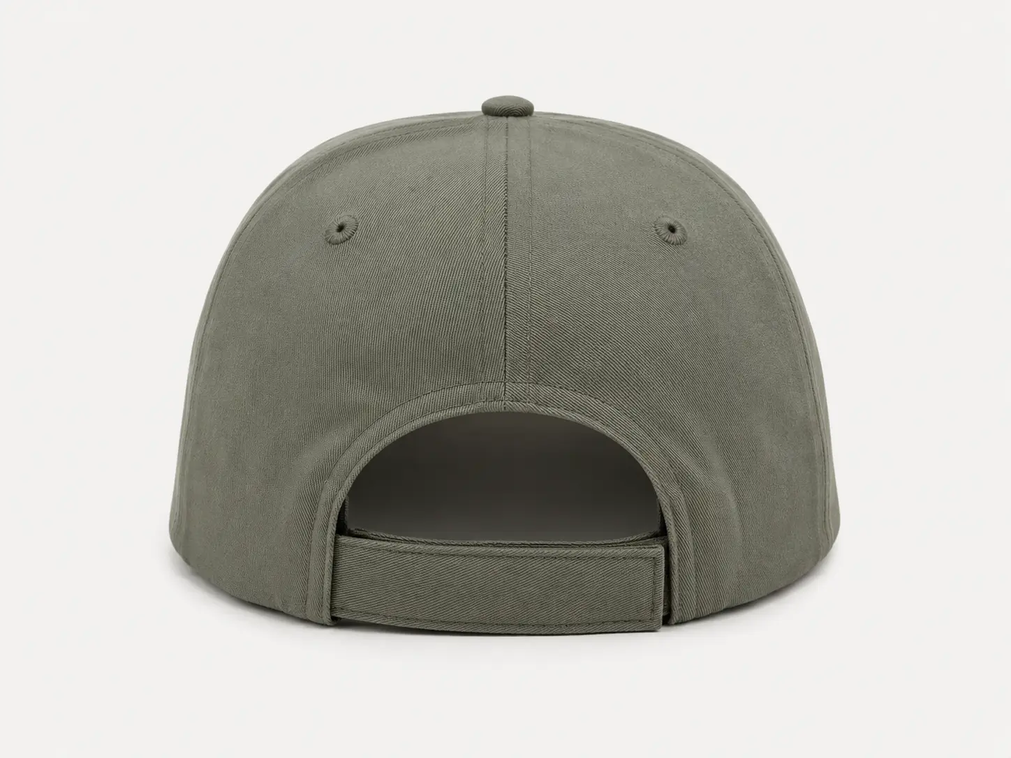 Leather strap closure on 5-panel hat
