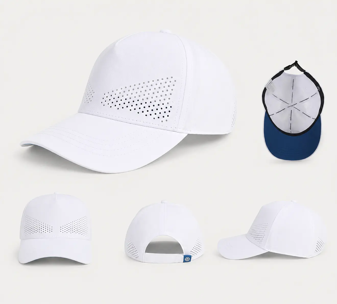 Front, side and interior views of one 5-panel sample