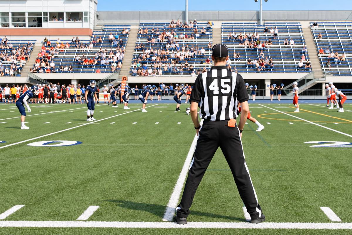 American football official watching play from the sideline