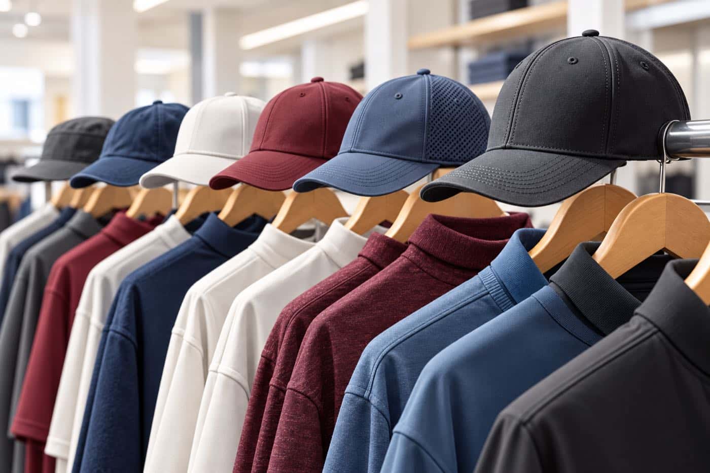 Coordinated private label caps and apparel for an athlete merchandise collection
