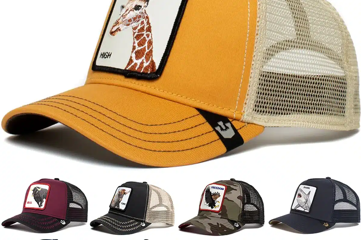 Trucker hat style and color options with mesh backs