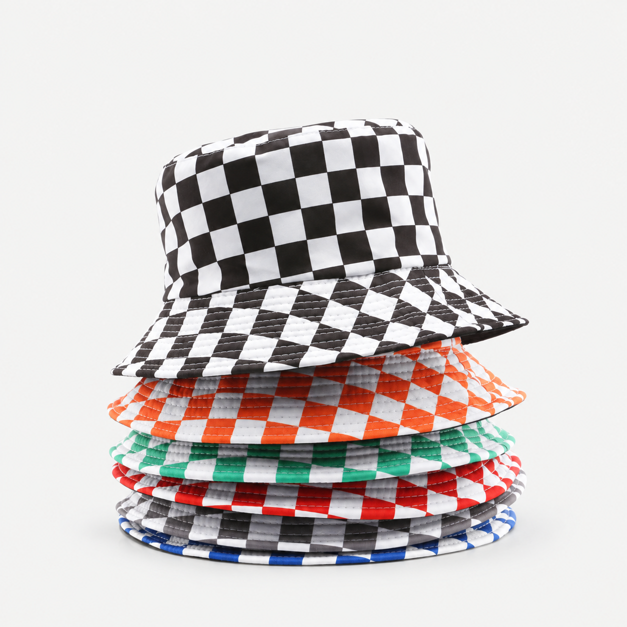 Blue and white all-over printed custom bucket hat